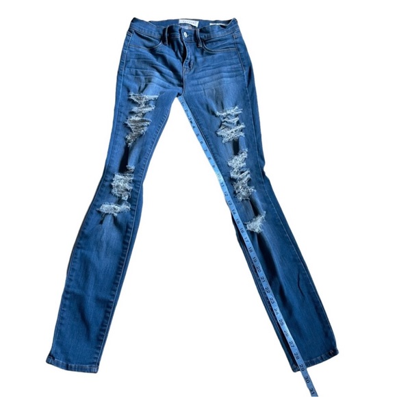 PACSUN Los Angeles Distressed Denim Jeggings Size 25 Fading Button Zip Fly - Picture 8 of 12